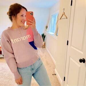 Isabel Marant Etoile Purple Pink Logo Intarsia Cotton Wool Sweater 38 Medium